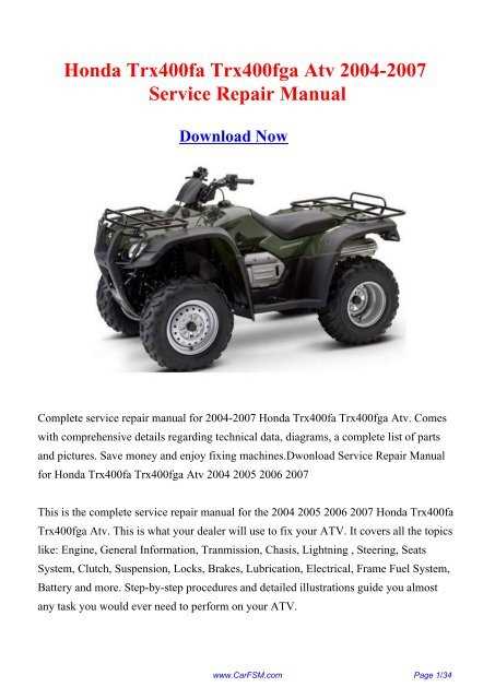 honda foreman 400 repair manual