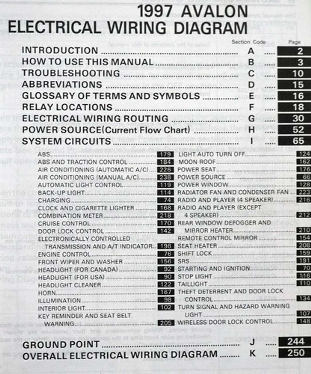 toyota avalon 1997 repair manual