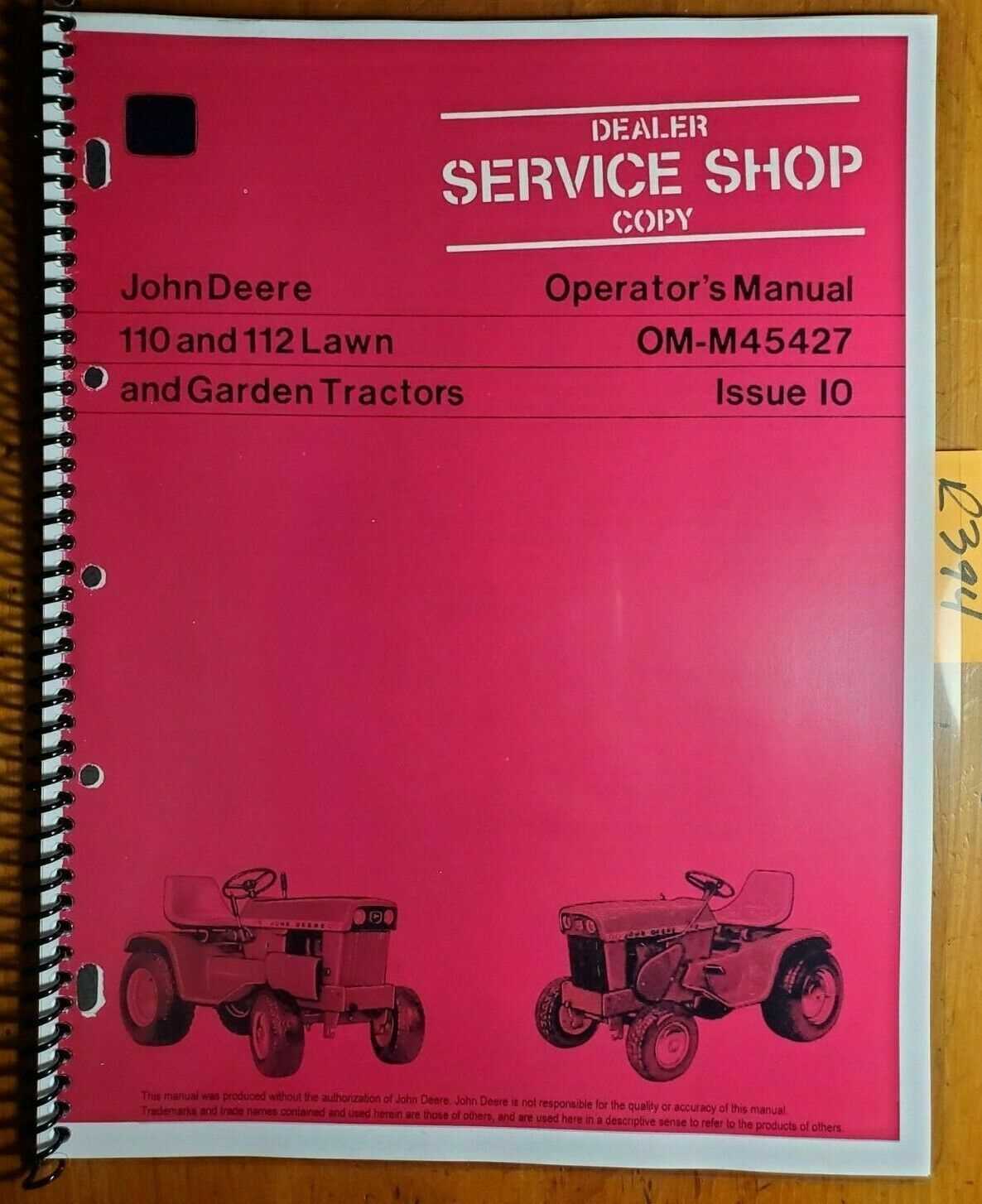 john deere 110 lawn tractor repair manual