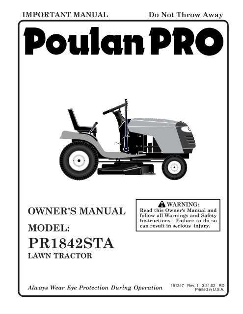 poulan pro repair manual