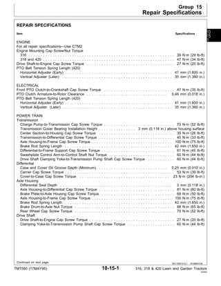 john deere 318 repair manual