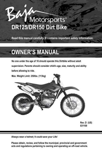 free dirt bike repair manuals