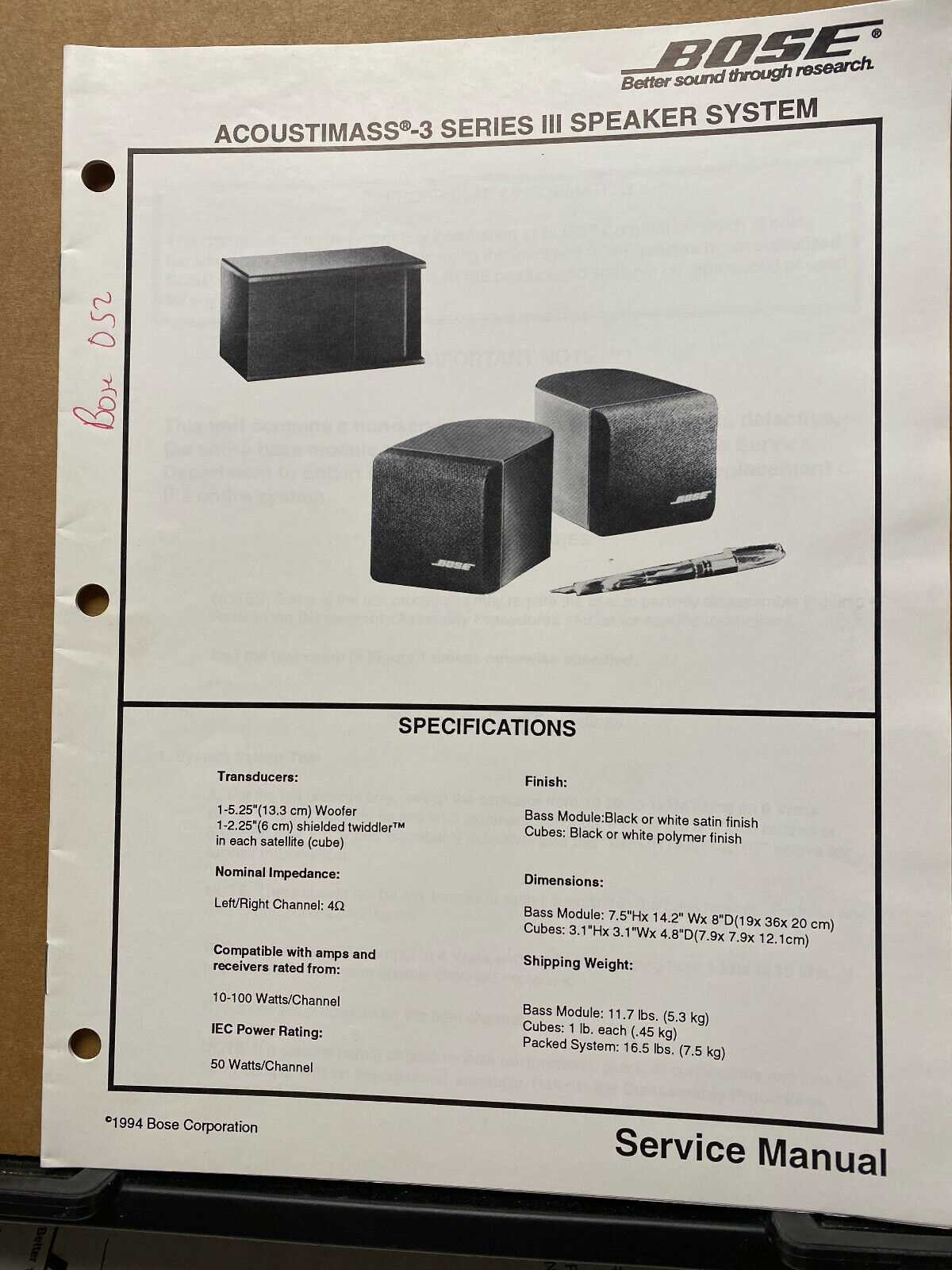 bose acoustimass subwoofer repair service manual