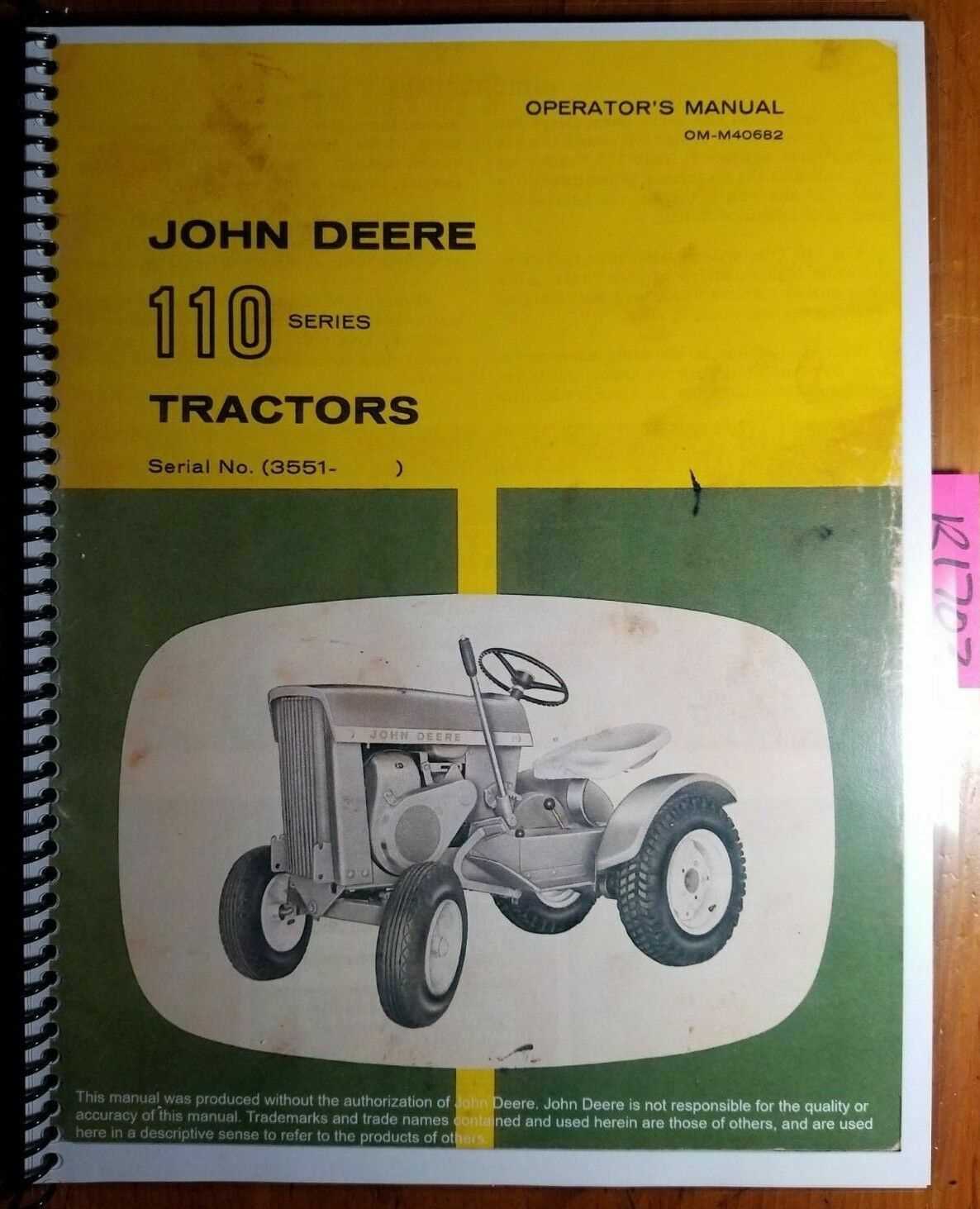 john deere 110 lawn tractor repair manual