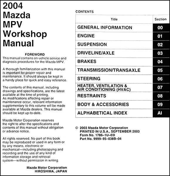 2004 mazda 6 repair manual