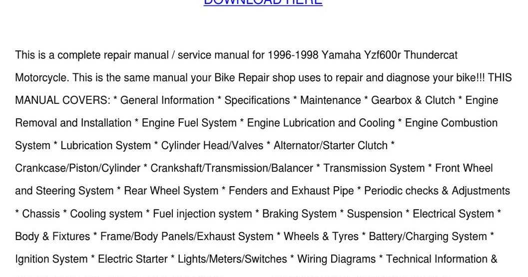 yamaha yzf600r thundercat repair manual