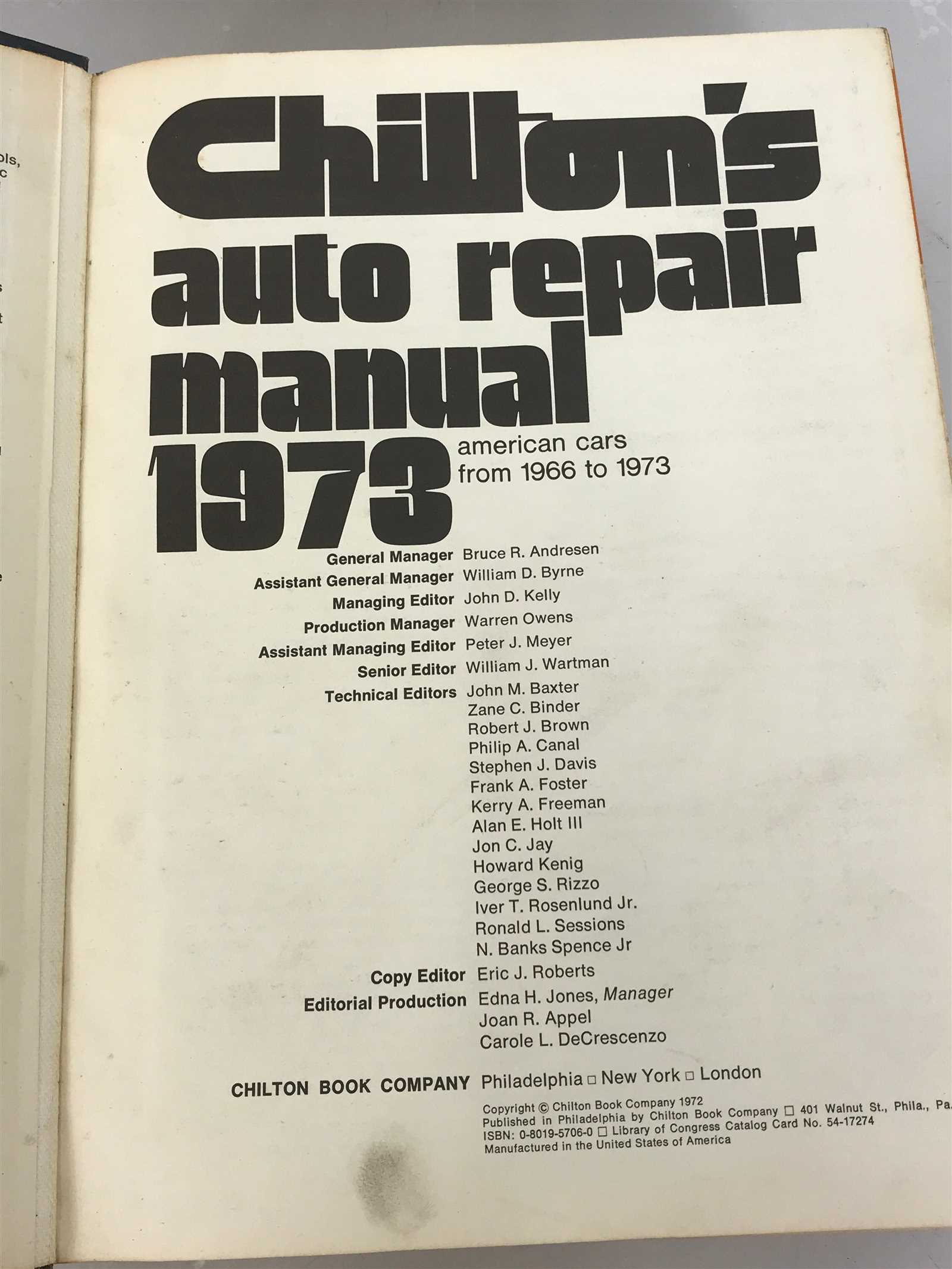 chiltons auto repair manual