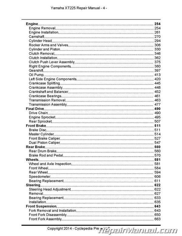 yamaha xt225 repair manual