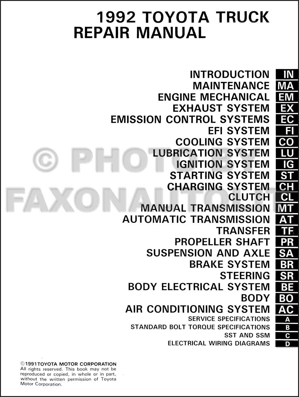 1992 toyota truck repair manual