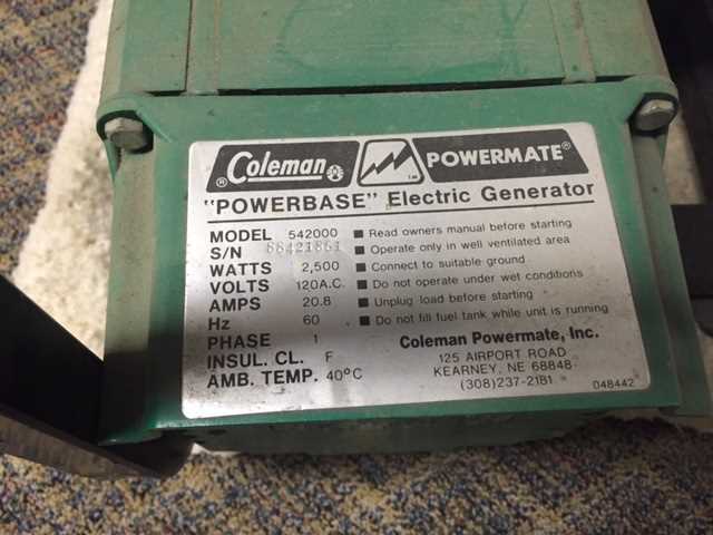 coleman powermate generator repair manual