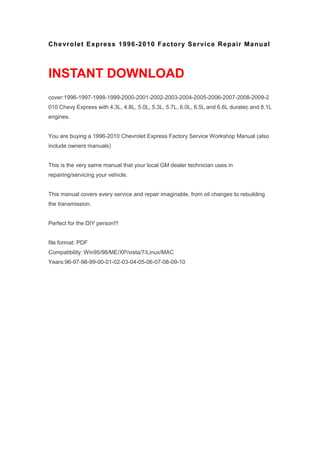 chevy express repair manual