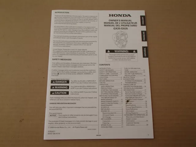 honda gx25 engine service repair shop manual