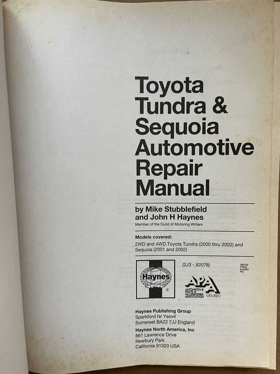 2001 toyota sequoia repair manual