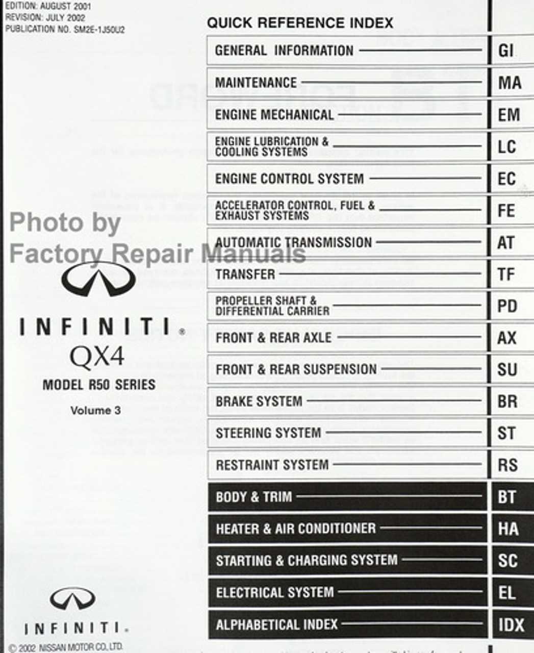 infiniti qx4 repair manual