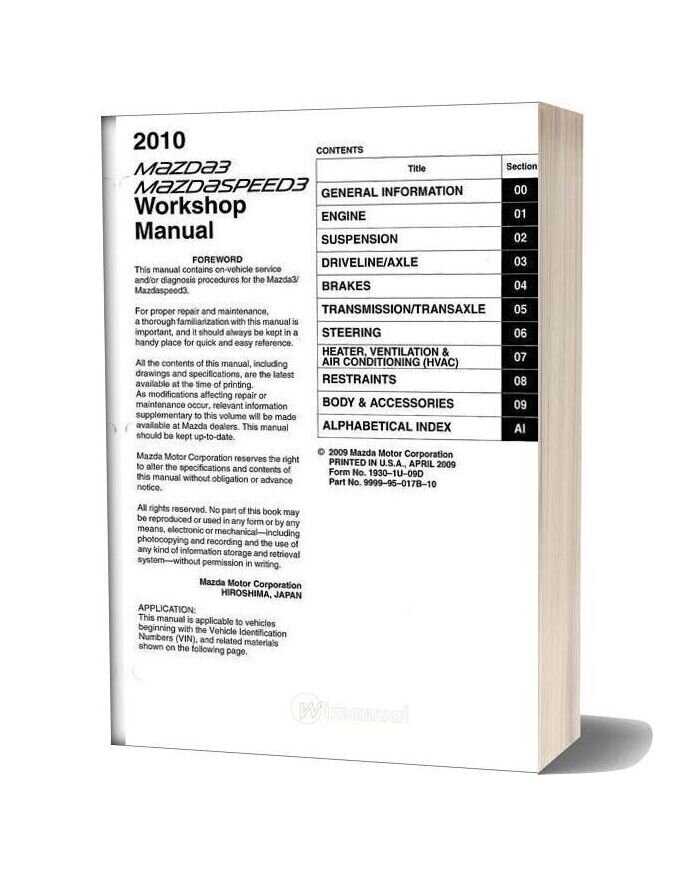 mazda 3 2010 repair manual