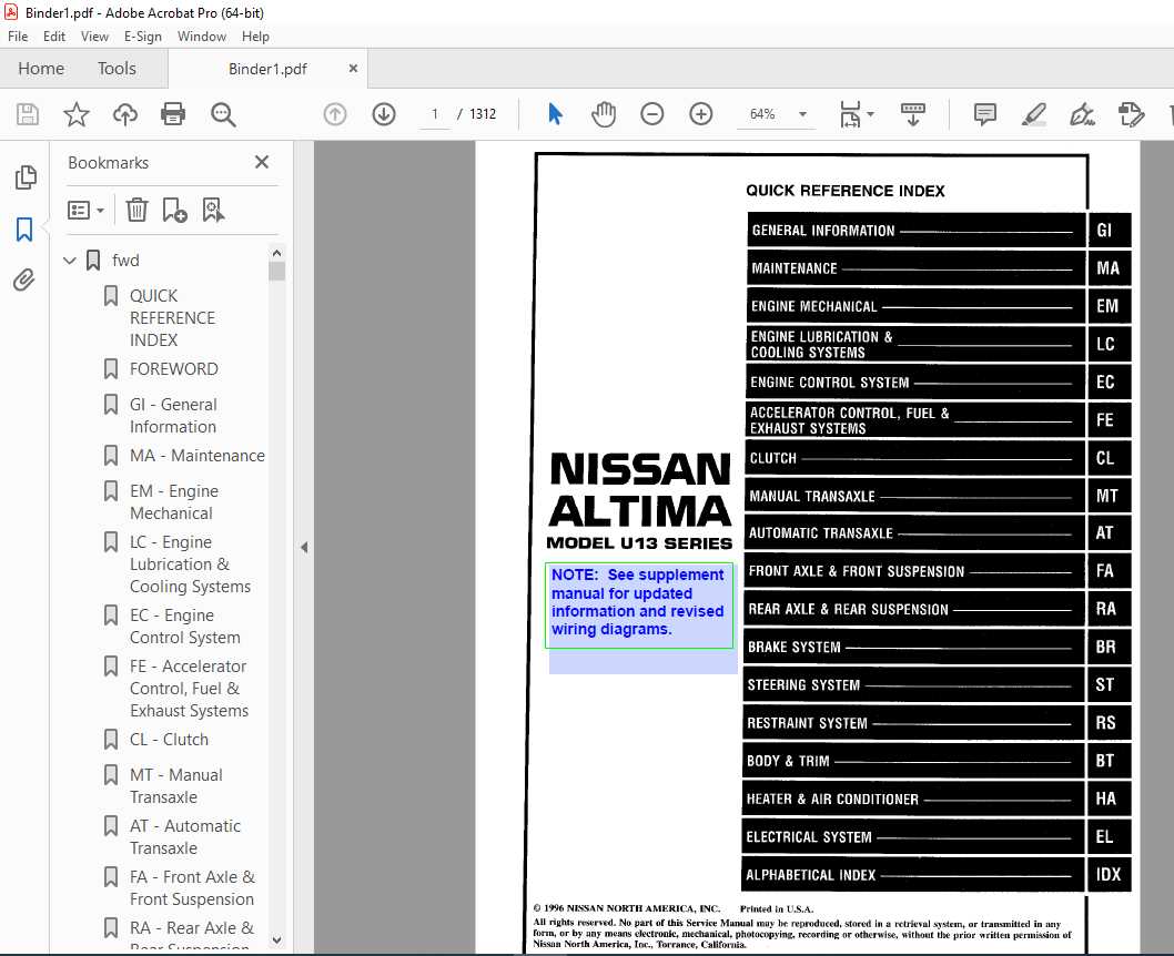 97 nissan altima repair manual