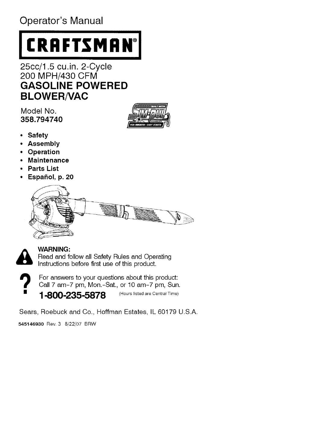 craftsman leaf blower repair manual