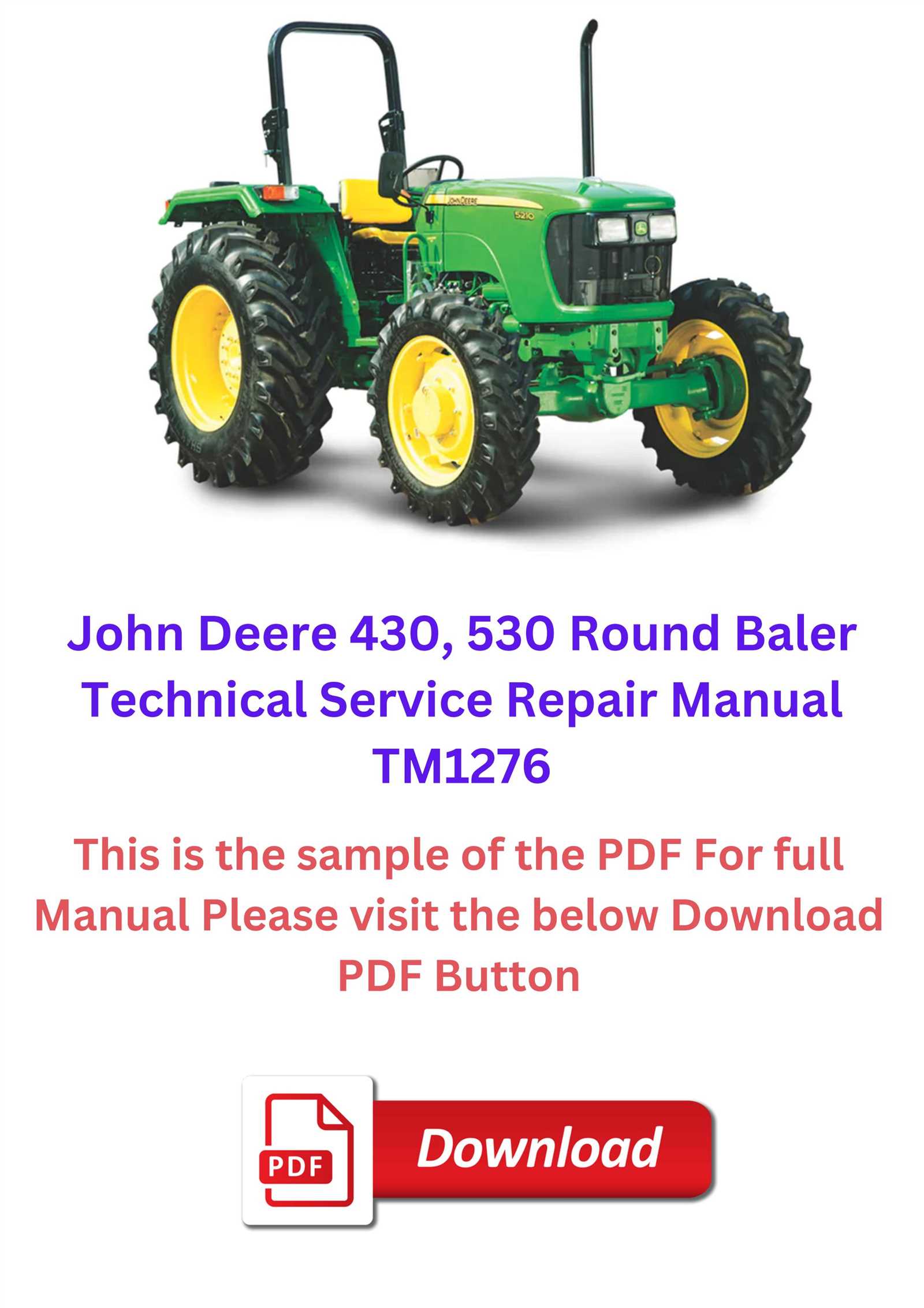 john deere 530 baler repair manual