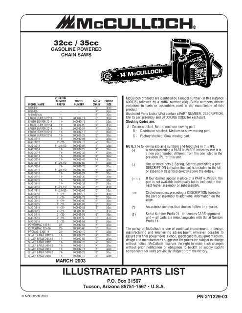 mcculloch chainsaw repair manual