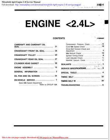 mitsubishi 4g64 engine repair manual