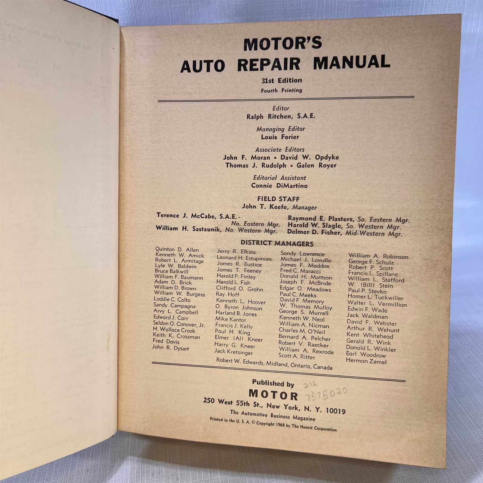 motors auto repair manual 1967