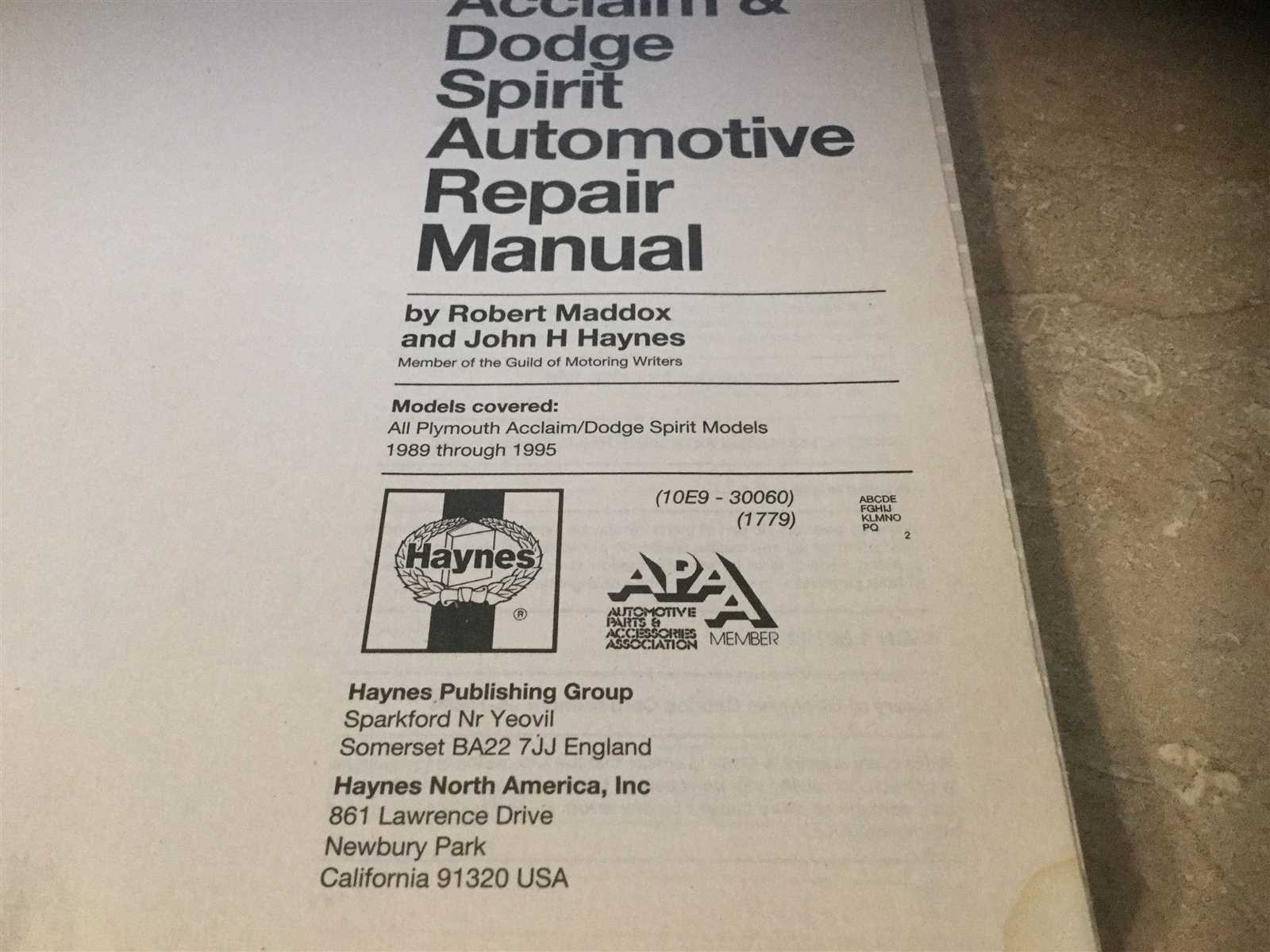 plymouth acclaim repair manual