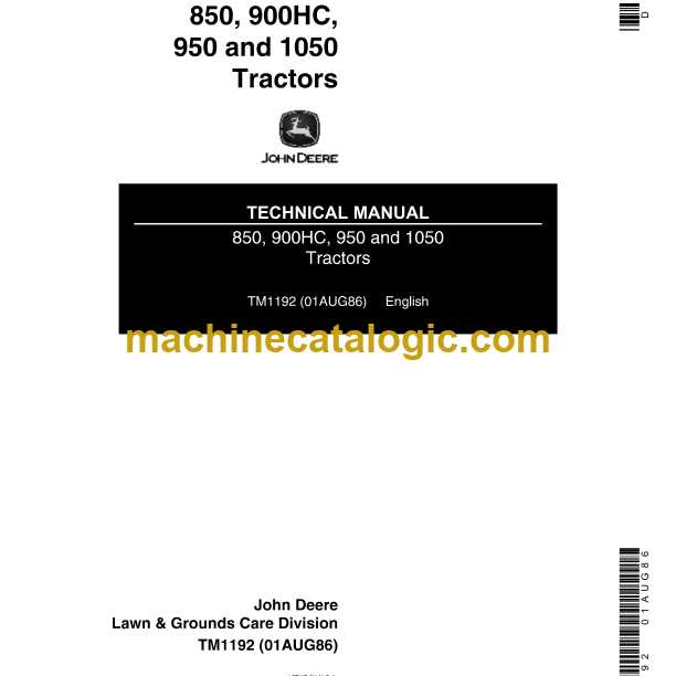 john deere 850 tractor repair manual