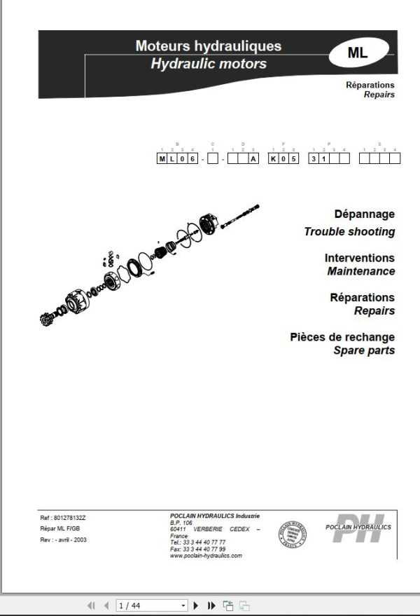 poclain hydraulic motor repair manual