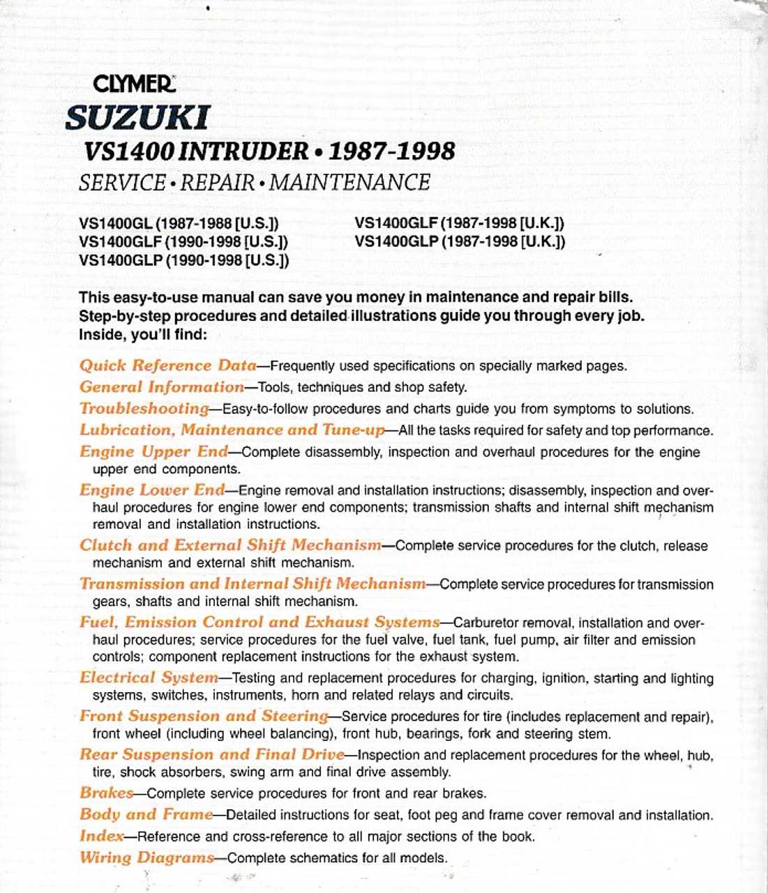 suzuki intruder repair manual