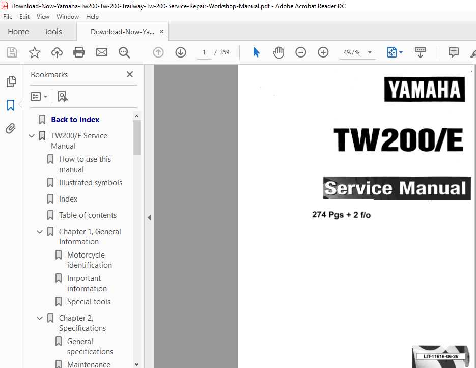 yamaha tw200 repair manual