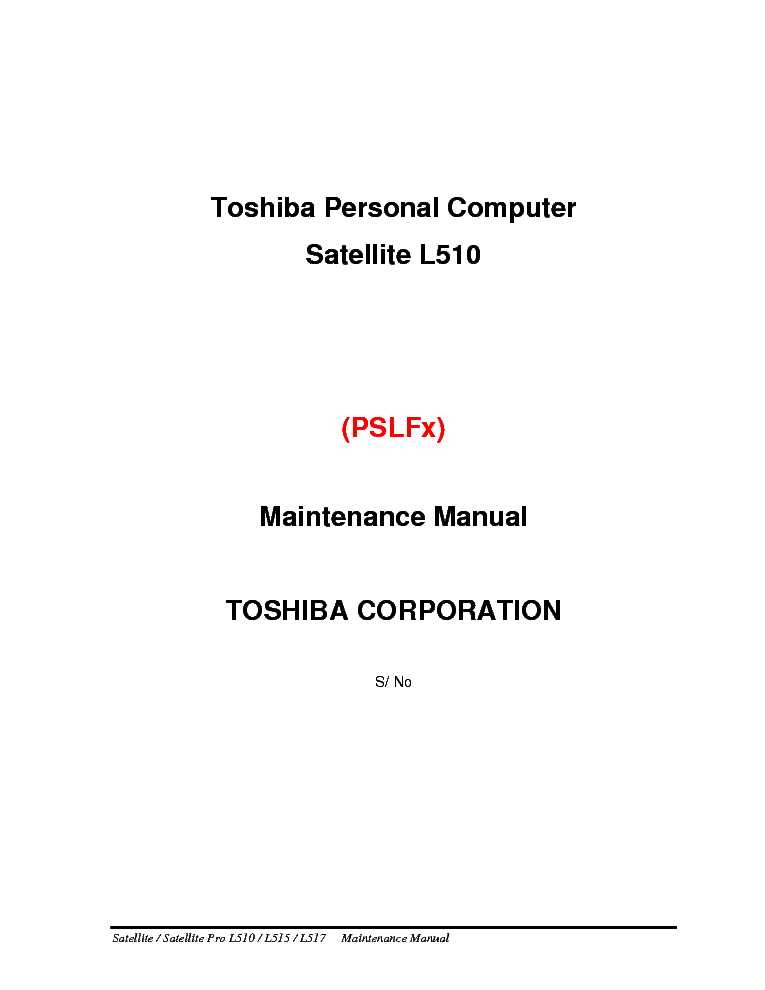 toshiba satellite repair manual