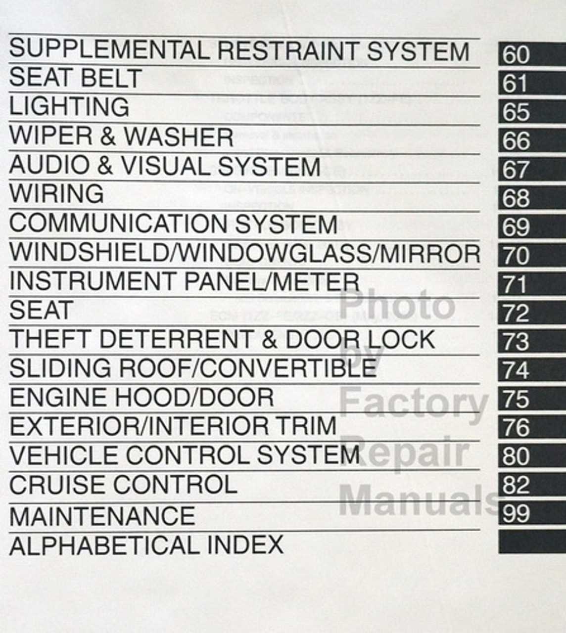 toyota matrix repair manual