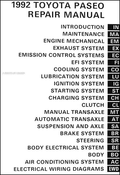 toyota paseo repair manual