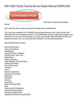 toyota tacoma repair manual 2001