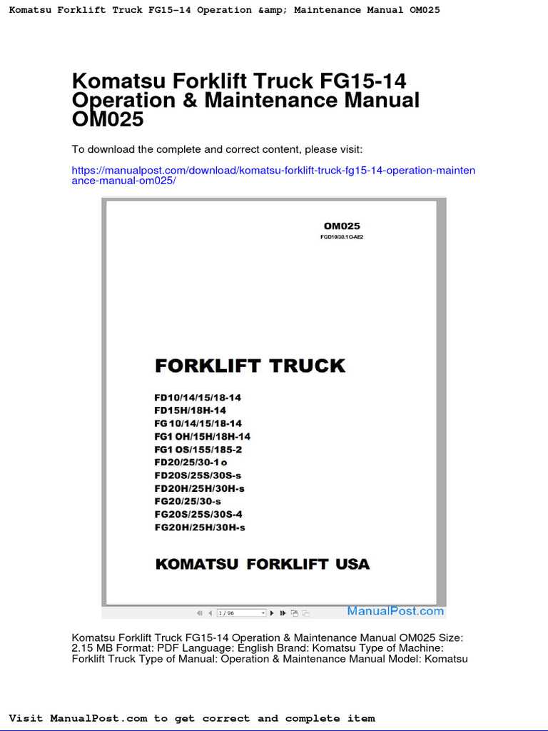 komatsu forklift repair manual