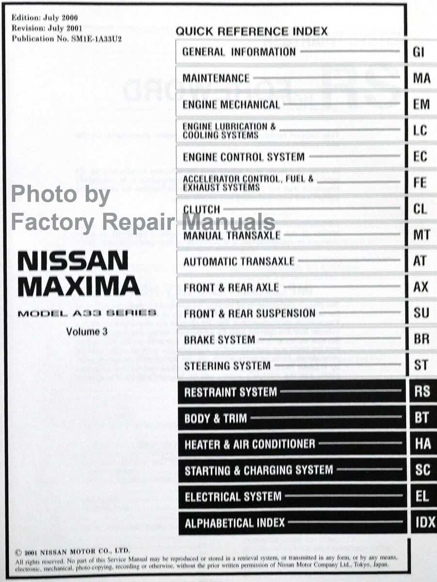 2001 nissan maxima repair manual