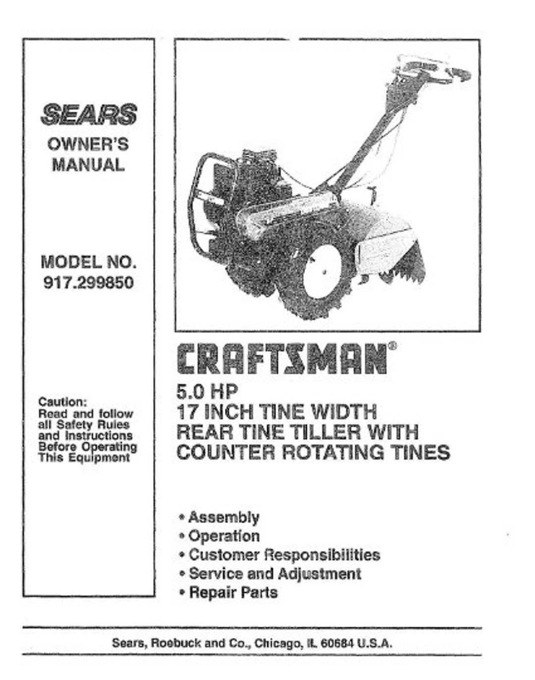 craftsman tiller repair manual