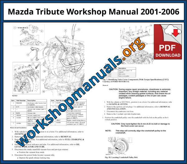 mazda tribute repair manual