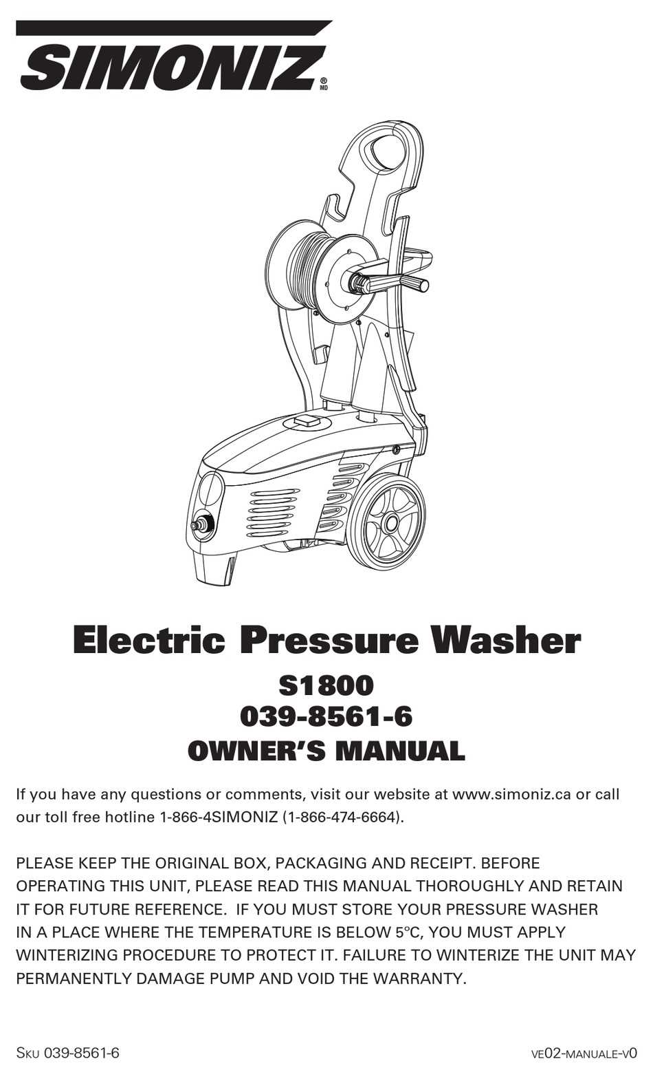 simoniz pressure washer repair manual