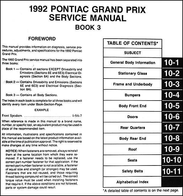 2000 pontiac grand prix repair manual