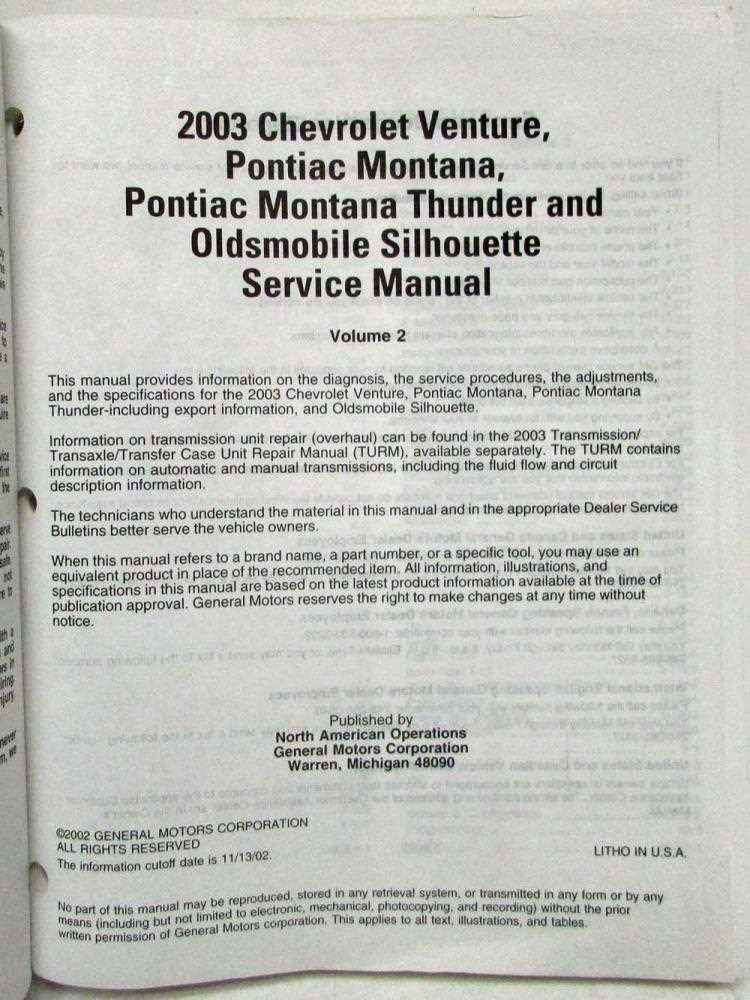 2003 pontiac montana repair manual