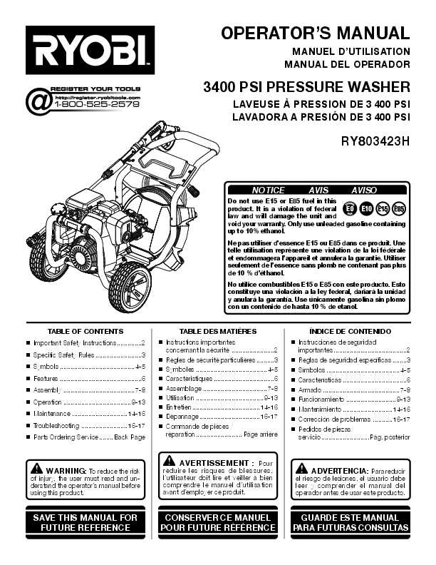 troy bilt pressure washer repair manual