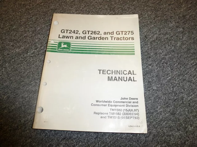 john deere gt262 repair manual