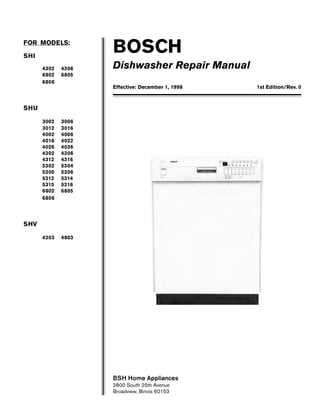 bosch dishwasher service repair manual