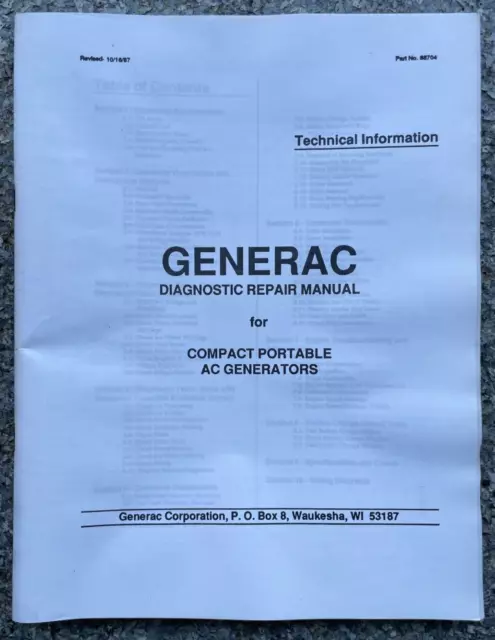 generac diagnostic repair manual