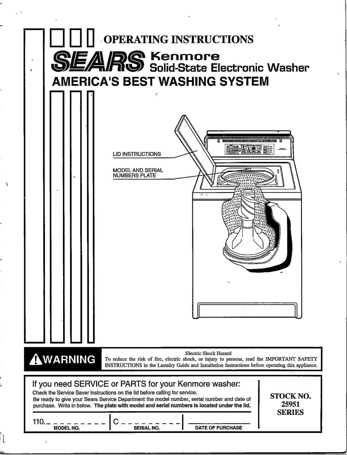 kenmore washing machine model 110 repair manual