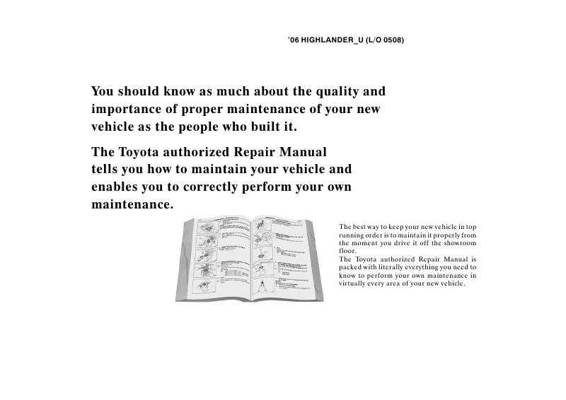 2006 toyota highlander repair manual