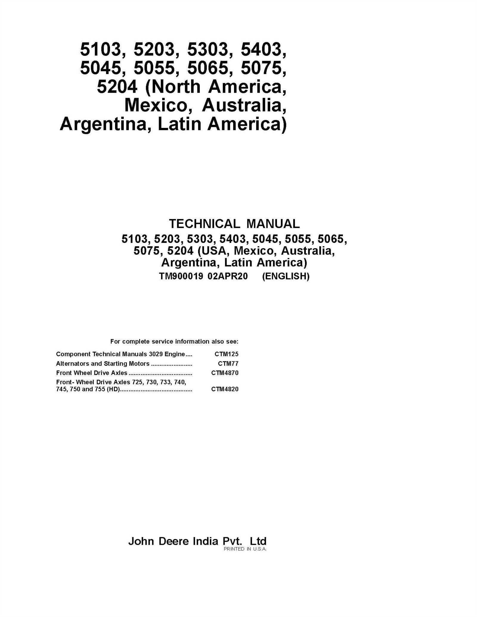 john deere 5065e repair manual