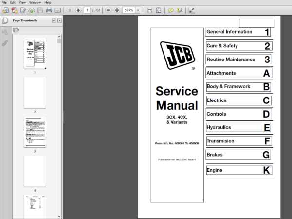 jcb 3cx backhoe loader service repair manual