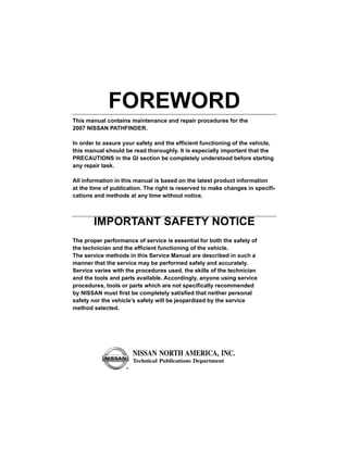 2007 nissan pathfinder repair manual